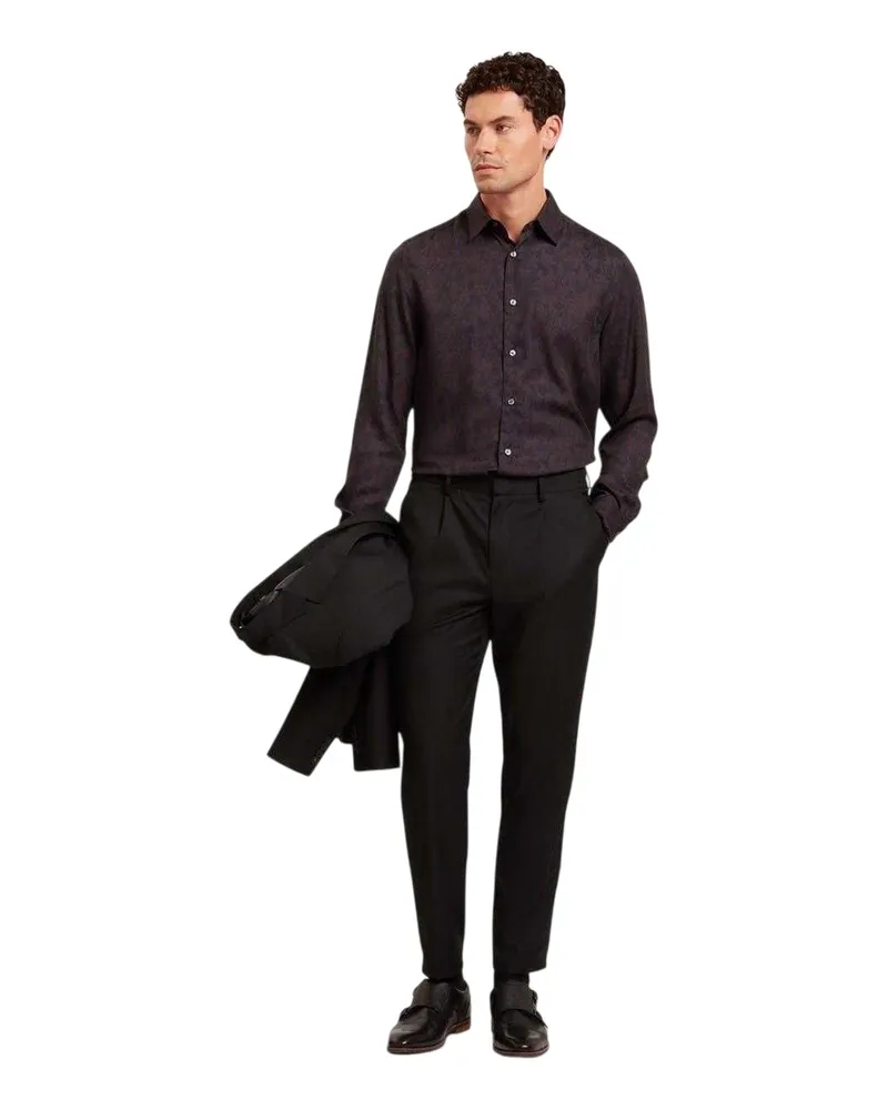 Ted Baker Hemd für Herren, Mit Kragen, Langärmlig (Dunkelbraun Braun