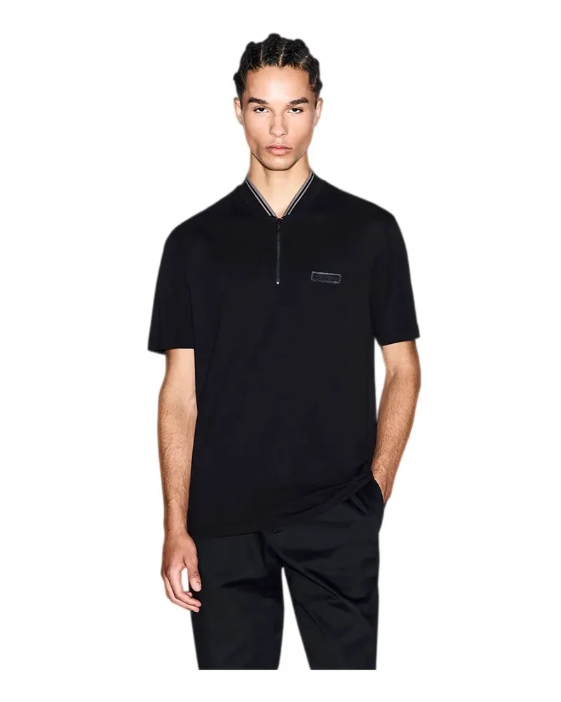 Armani Exchange Herren-Polohemd mit Signature-Design Schwarz