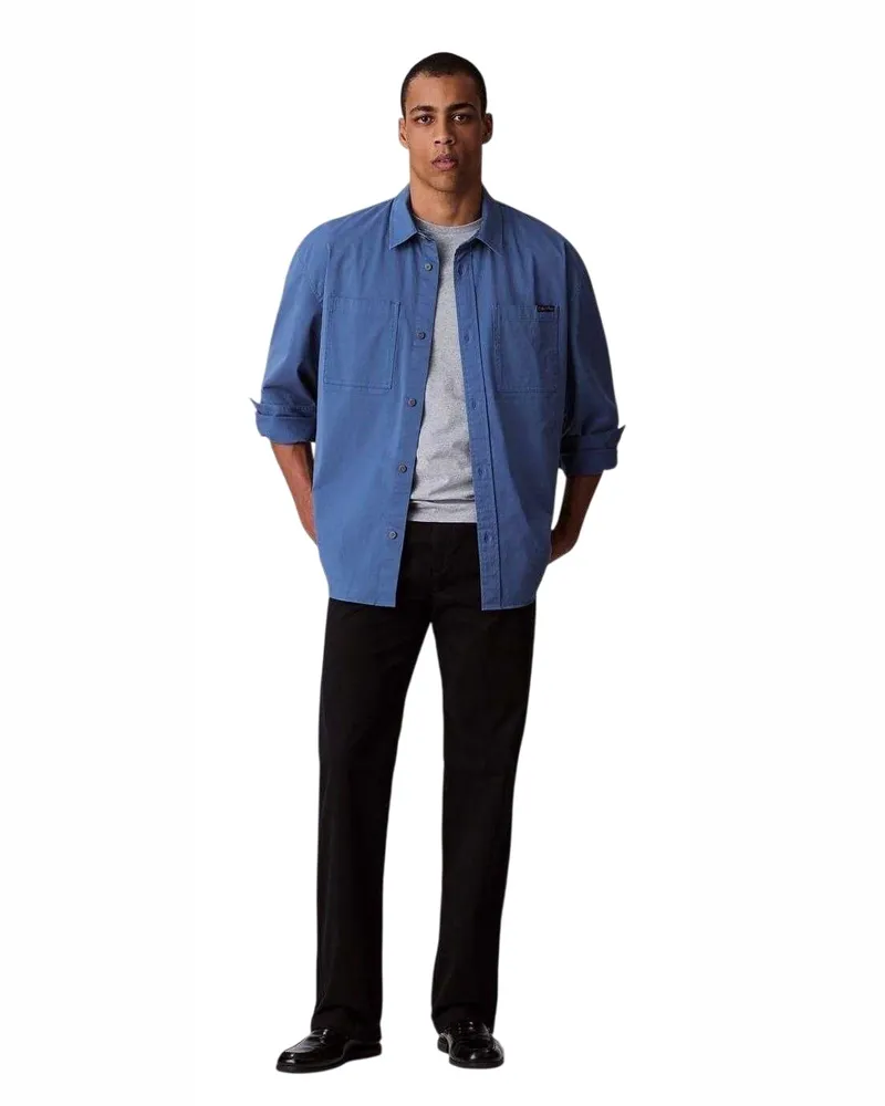 Calvin Klein Hemd für Herren, Chambray-Stoff (Blau Blau