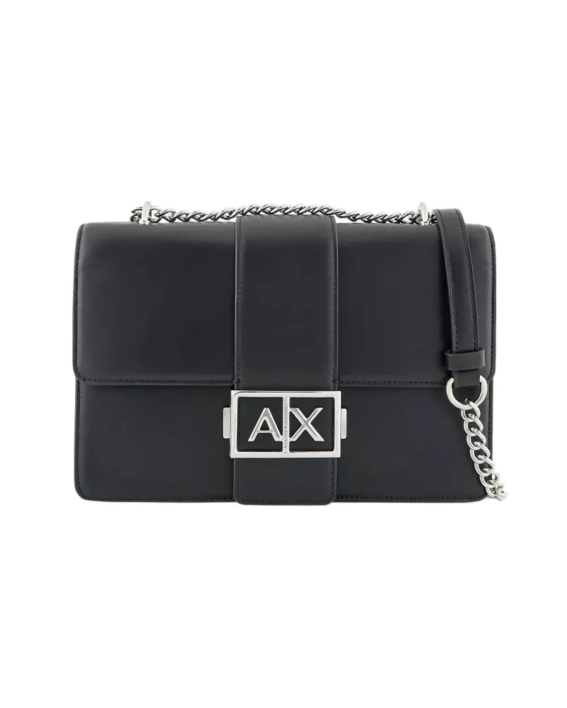 Armani Exchange Signature Damen-Schultertasche Schwarz