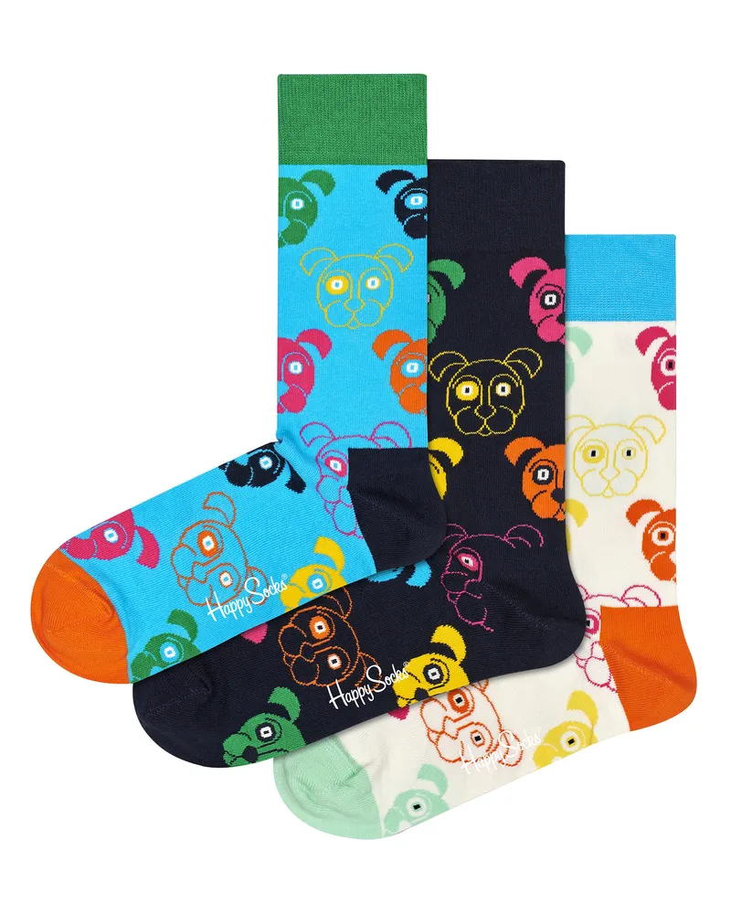 Happy Socks Glückliche Socken - Neuheit Hund Socken Geschenk-Box - Hund Mehrfarbig