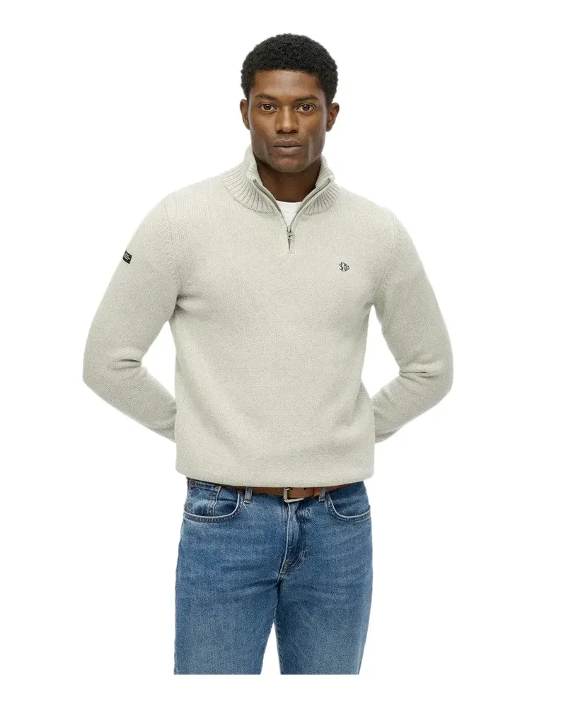 Superdry. Herren Trucker-Pullover Weiß