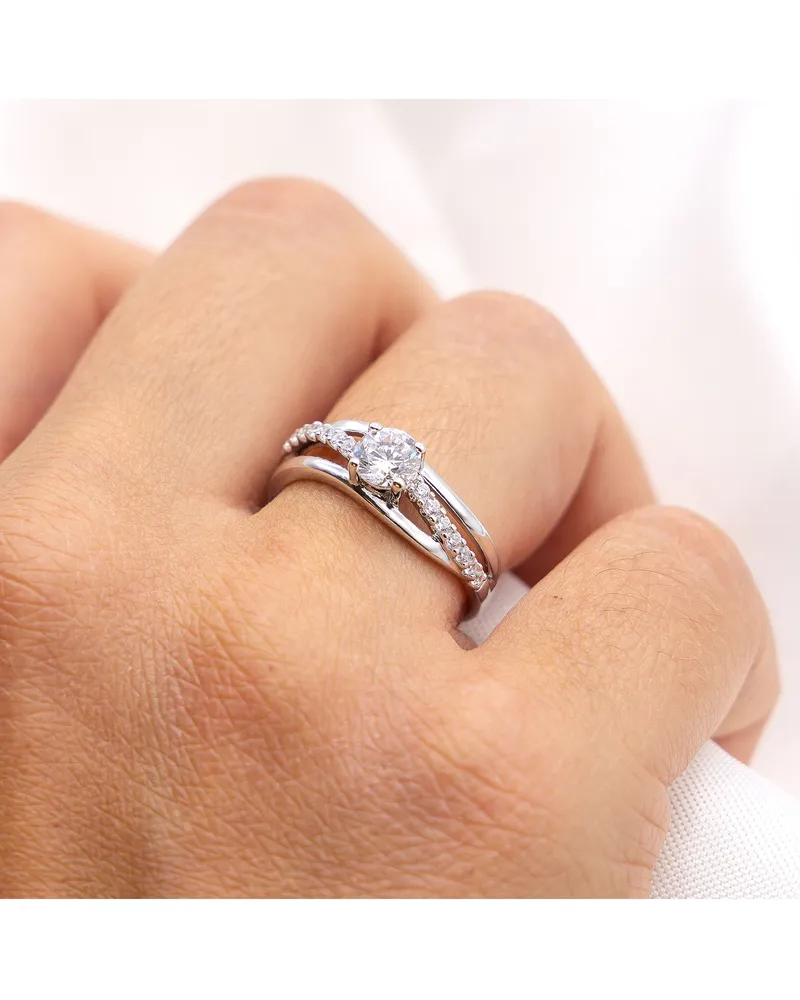 ZEEme Silber Ring Silber 925 rhodiniert mit Zirkonia weiß Silber
