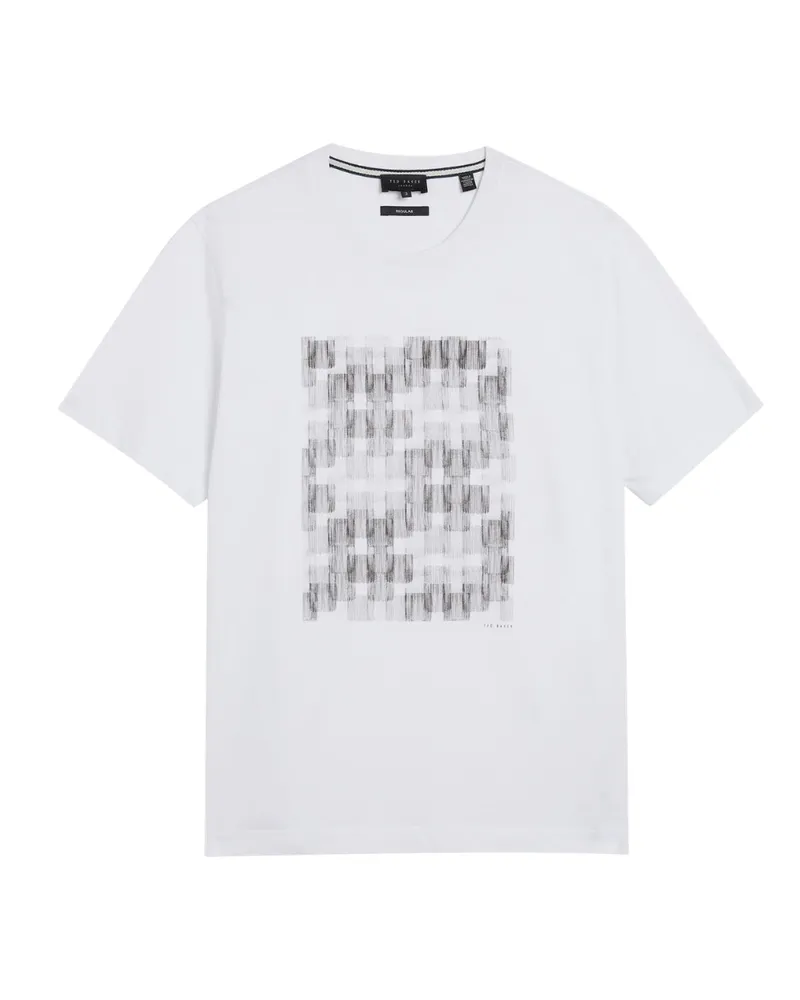 Ted Baker Tessman Box Bedrucktes Weißes T-shirt Weiß
