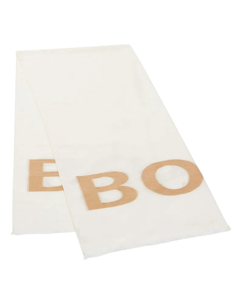 HUGO BOSS Schal für Herren/Damen Unisex, Logo (Weiß Weiß