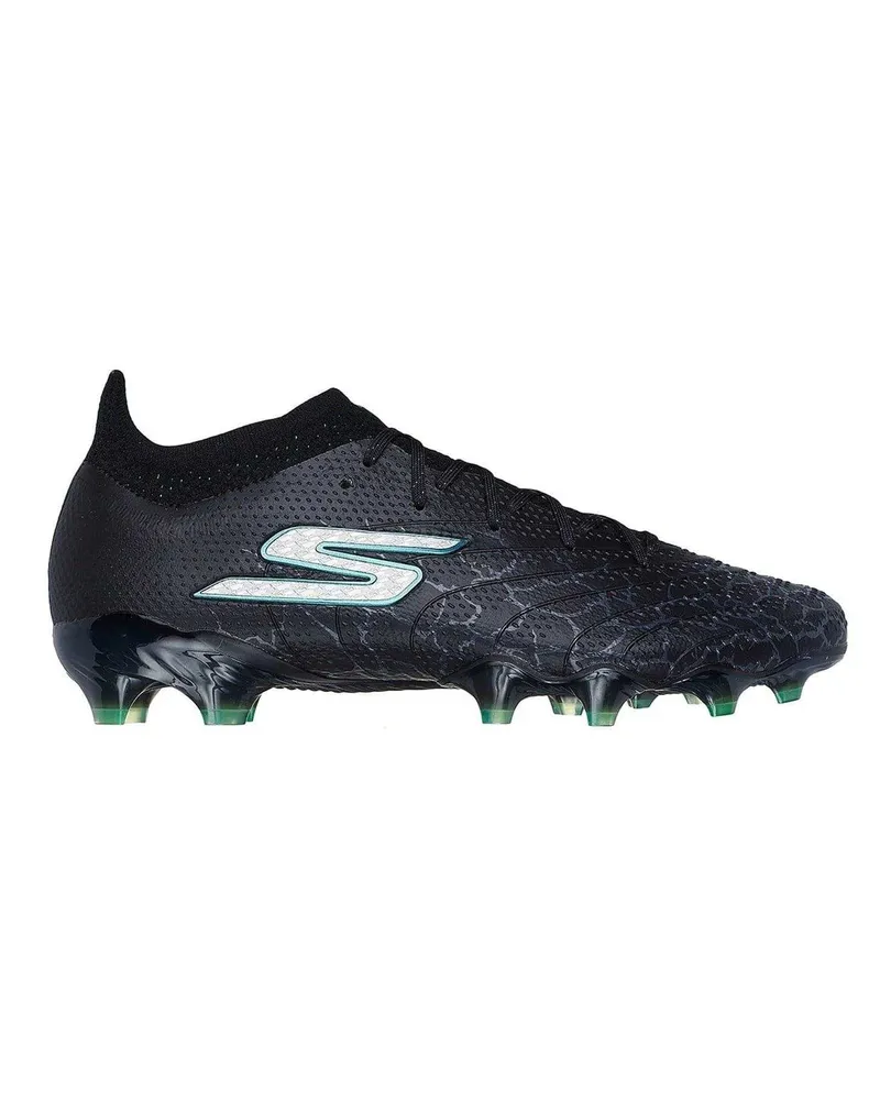 Skechers Crackle-Effekt Fußballschuhe mit festem Boden für Herren (Schwarz/Silber Schwarz