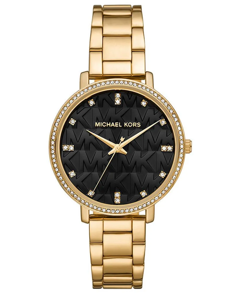 Michael Kors MK4593 Pyper schwarz MK gemusterte Damenuhr Gold
