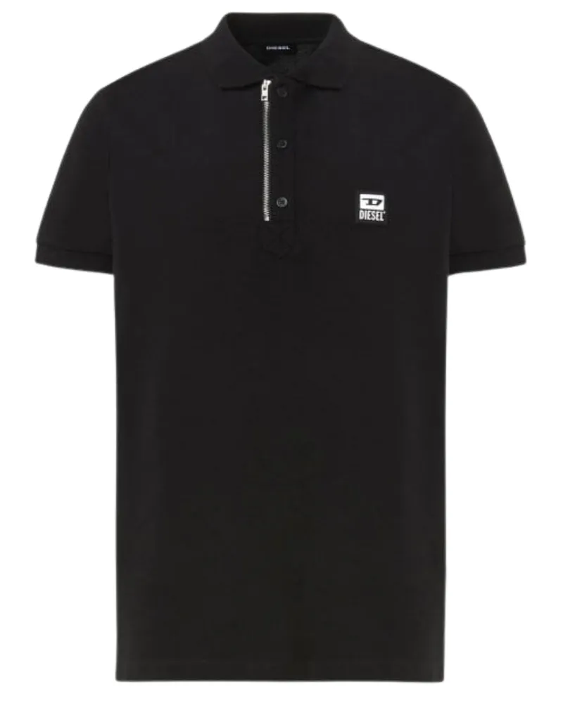 Diesel T-Harry Schwarzes Poloshirt mit Reißverschluss Schwarz