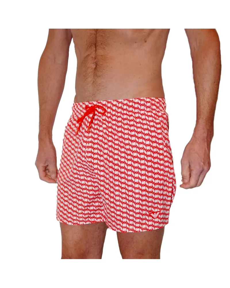Emporio Armani Badeanzug  Herren Allover-Adler Rot