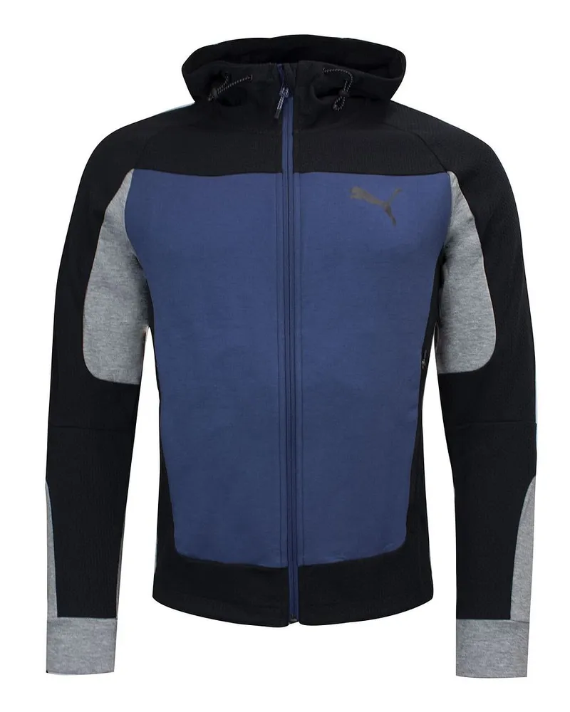 Puma Langarm Zip Up Blue Black Herren mit Kapuze -Track Jacke 582725 43 Blau