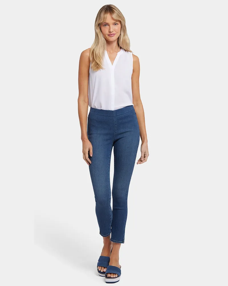 NYDJ not your daughter's Jeans  Ami Skinny Ankle Pull-On Jeans aus Soft-Contour Denim™ mit seitlichen Schlitzen Blau