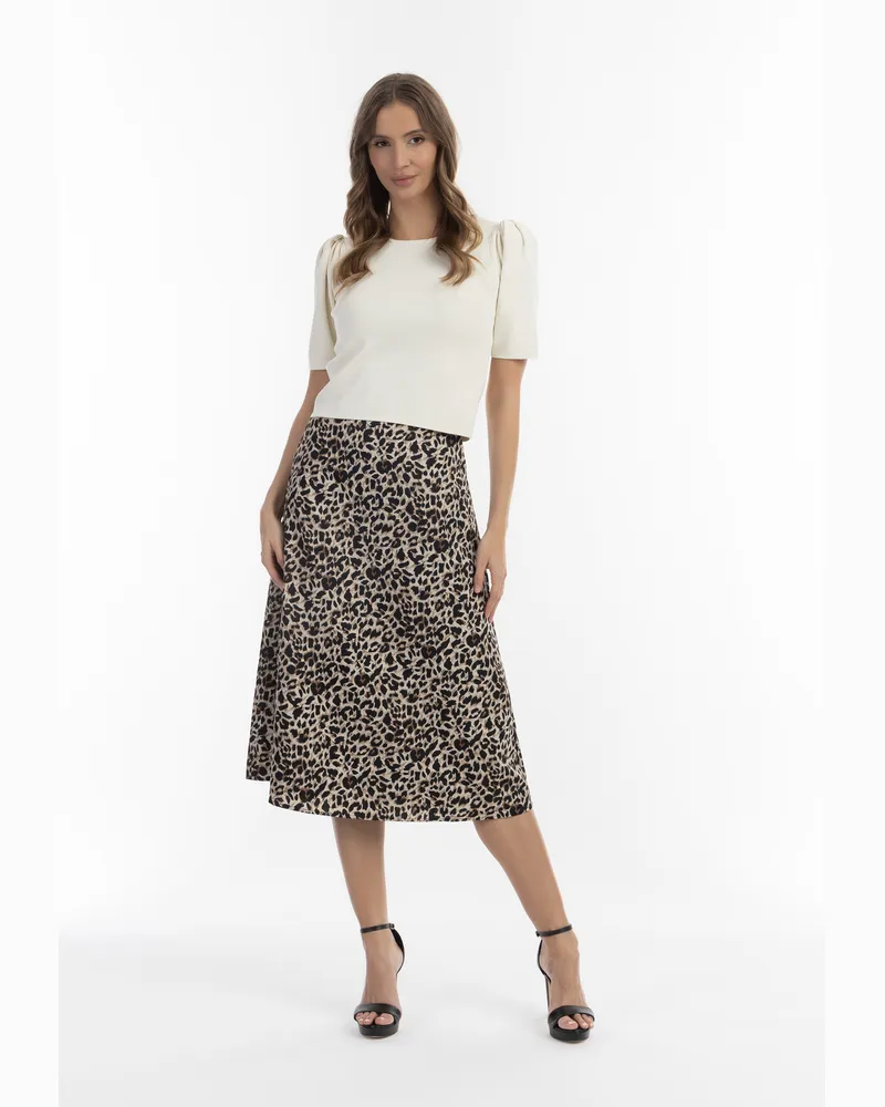 FAINA Midi-jupe avec imprimé léopard caneva Beige
