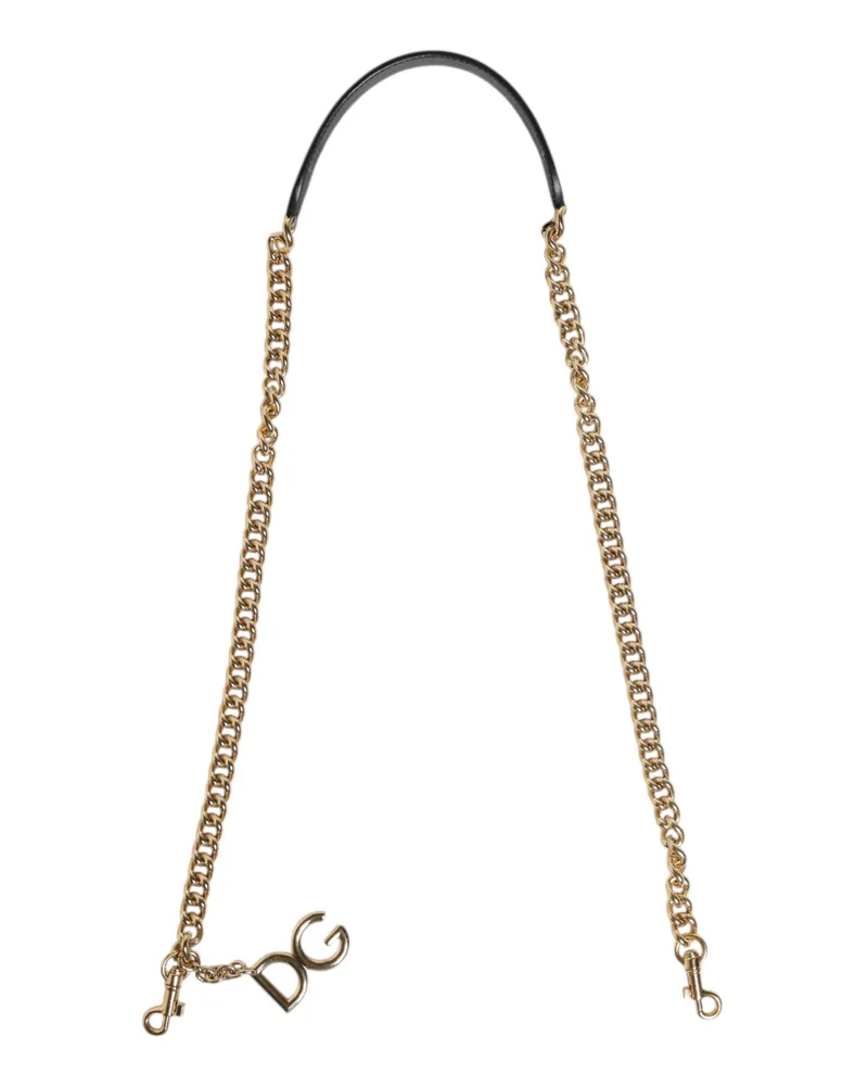 Dolce & Gabbana Braun Leopard Gold Messing Kettenaccessoire Schultergurt Braun