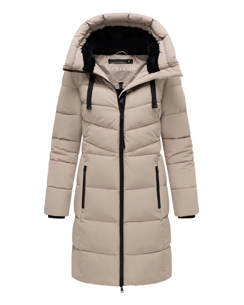 Marikoo Damen Winterjacke Natsukoo – warm, mit Teddyfell & Kapuze Beige