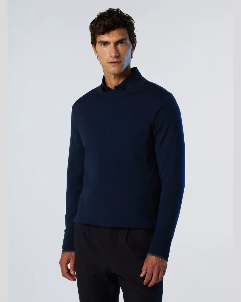 North Sails Pullover Rundhalsausschnitt mit Schlitzen Marineblau