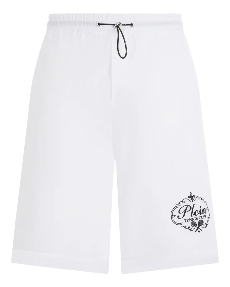 Philipp Plein Leinen-Shorts mit Kordelzug, Tennis Club - Weiß Weiß