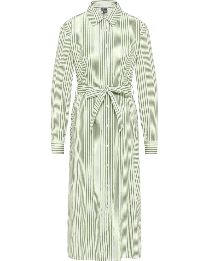 DreiMaster Hemdblusenkleid Damen Wollweiss Helloliv Hellgrün