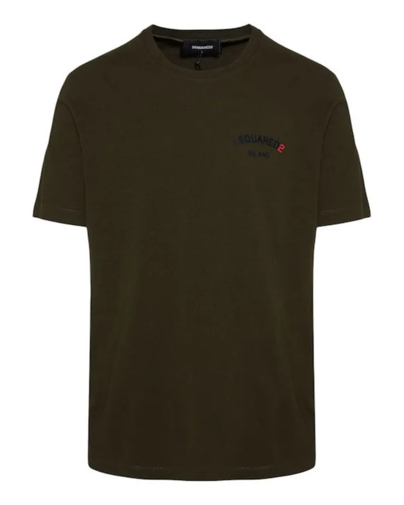 Dsquared2 Regular Fit T‑Shirt mit Gummi-Logo - Grün Grün