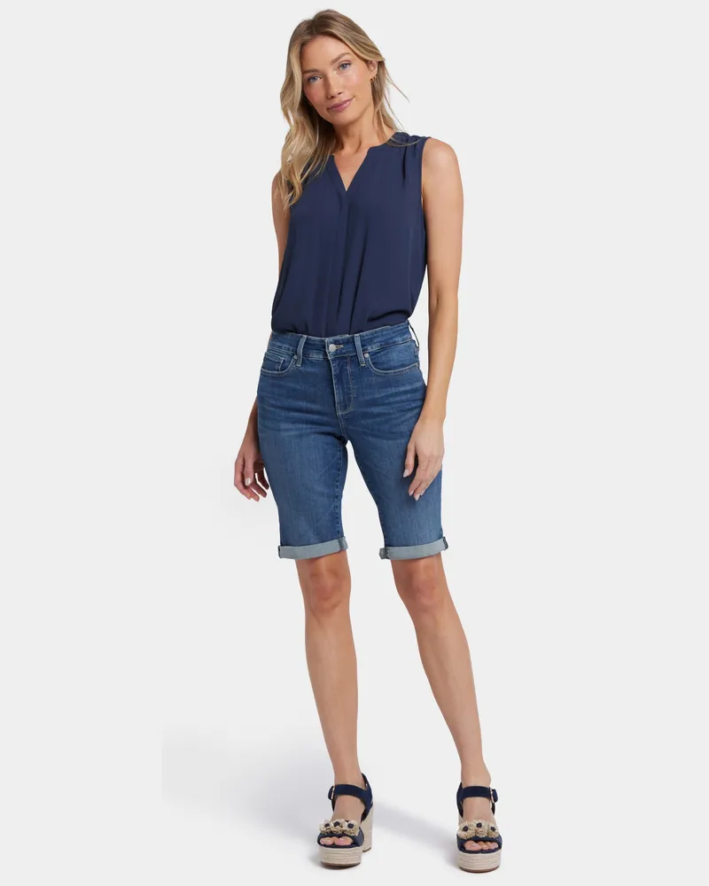 NYDJ not your daughter's Jeans  Briella 11 Zoll Denim-Shorts mit umgeschlagenen Säumen | Valencia Surf Blau