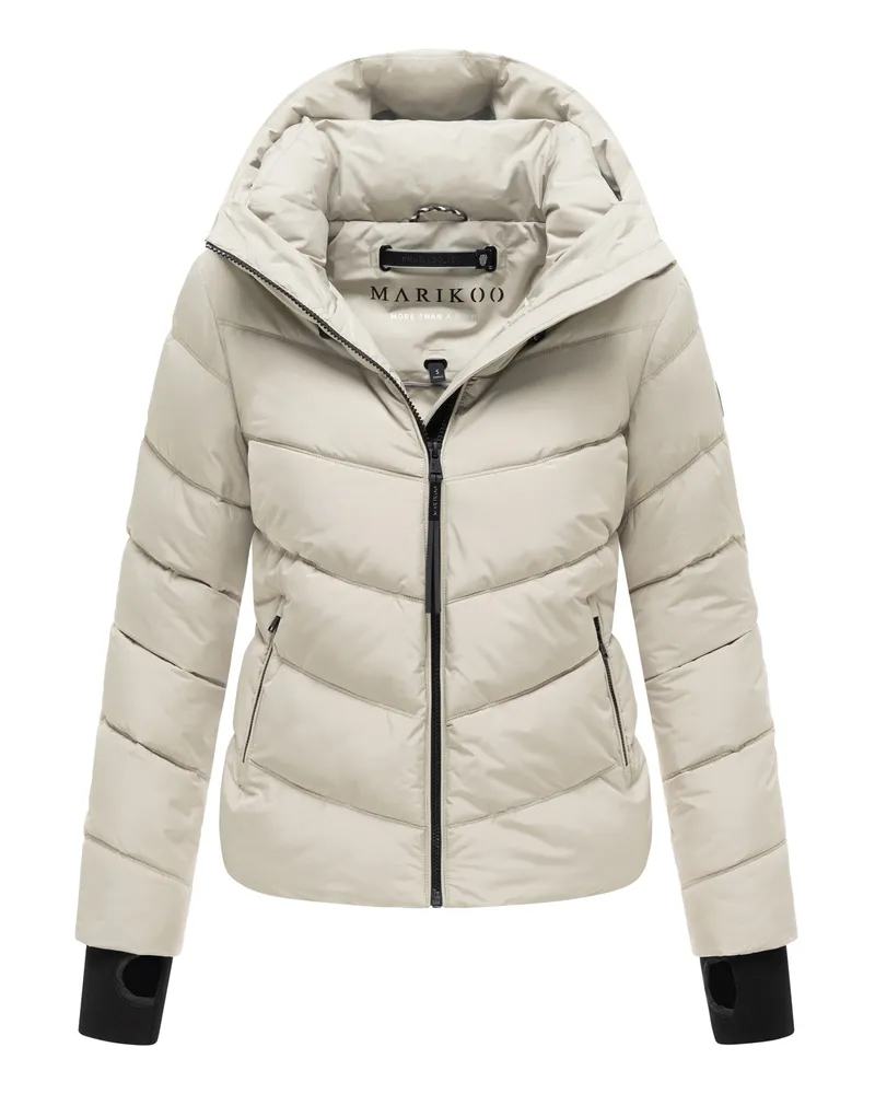Marikoo Damen Steppjacke Yukanii mit Kapuze & femininer Passform Grau