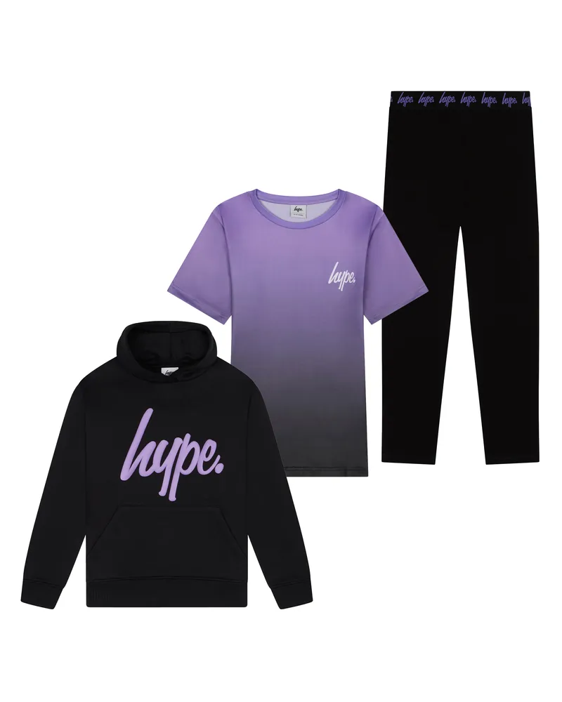 HYPE Mädchen 3-teiliges Set Incept Hoodie, kurzärmeliges Top & Leggings Mehrfarbig