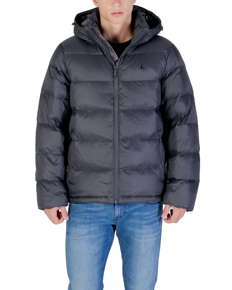 Calvin Klein Kapuze Puffer Zip-Jacke Grau