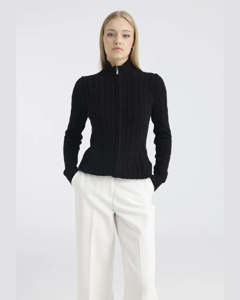 Felix Hardy Strickjacke mit Zopfmuster - Schwarz Schwarz