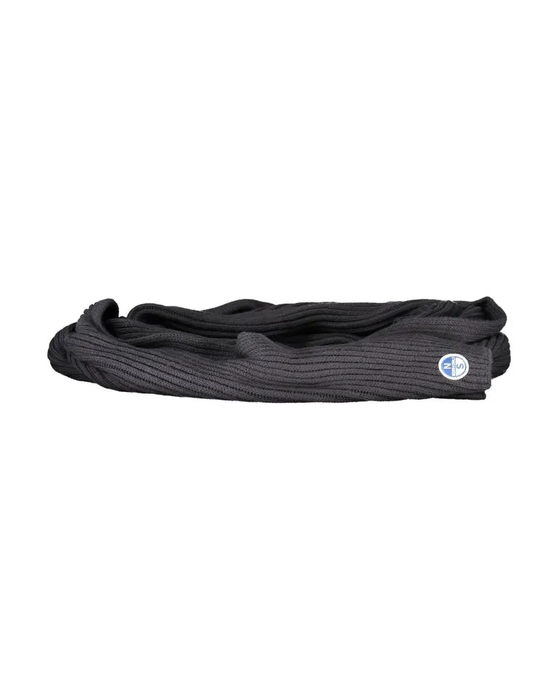 North Sails Schal Breiter Rippstrick mit Logo-Patch Dunkelgrau