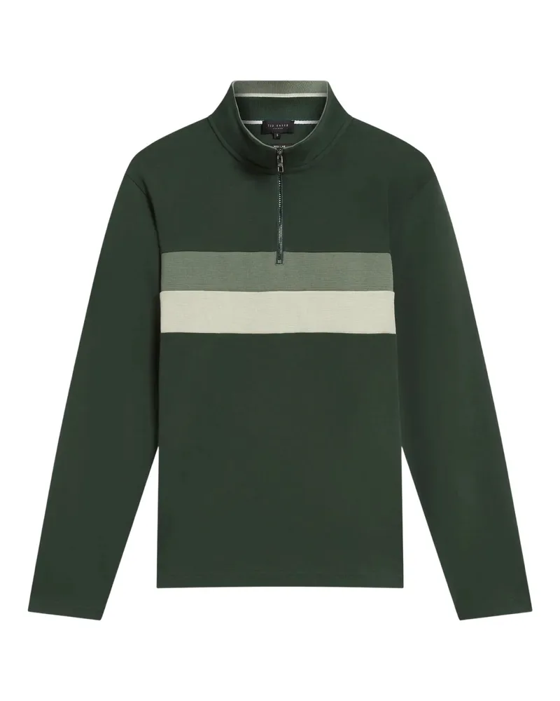 Ted Baker Fleece-Oberteil für Herren, mit kurzem Reißverschluss (Grün Grün