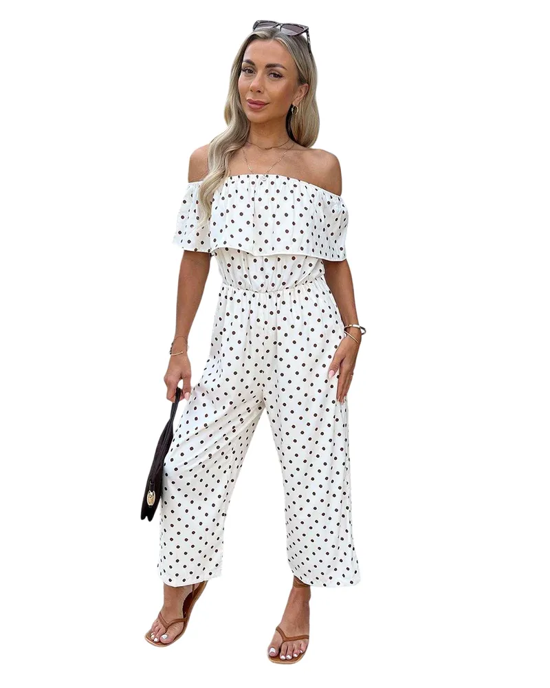AX Paris Jumpsuit für Damen, Schulterfrei (Cremefarbe Creme