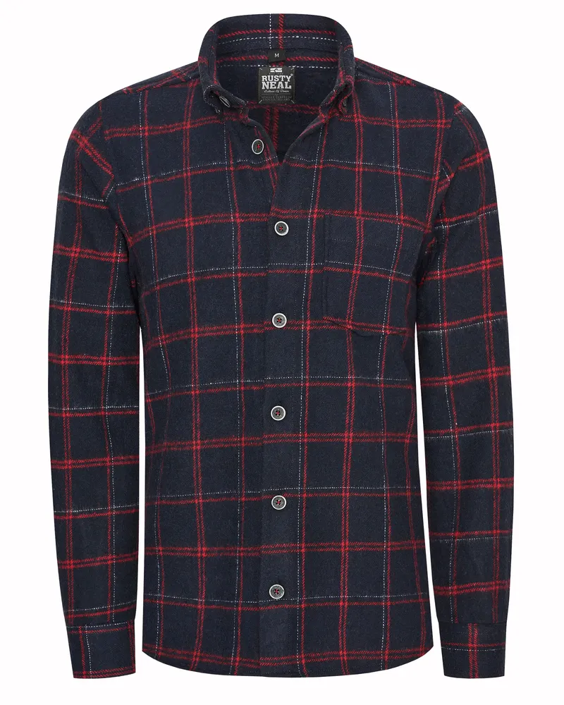 Rusty Neal Holzfäller Flanell Hemd Marineblau