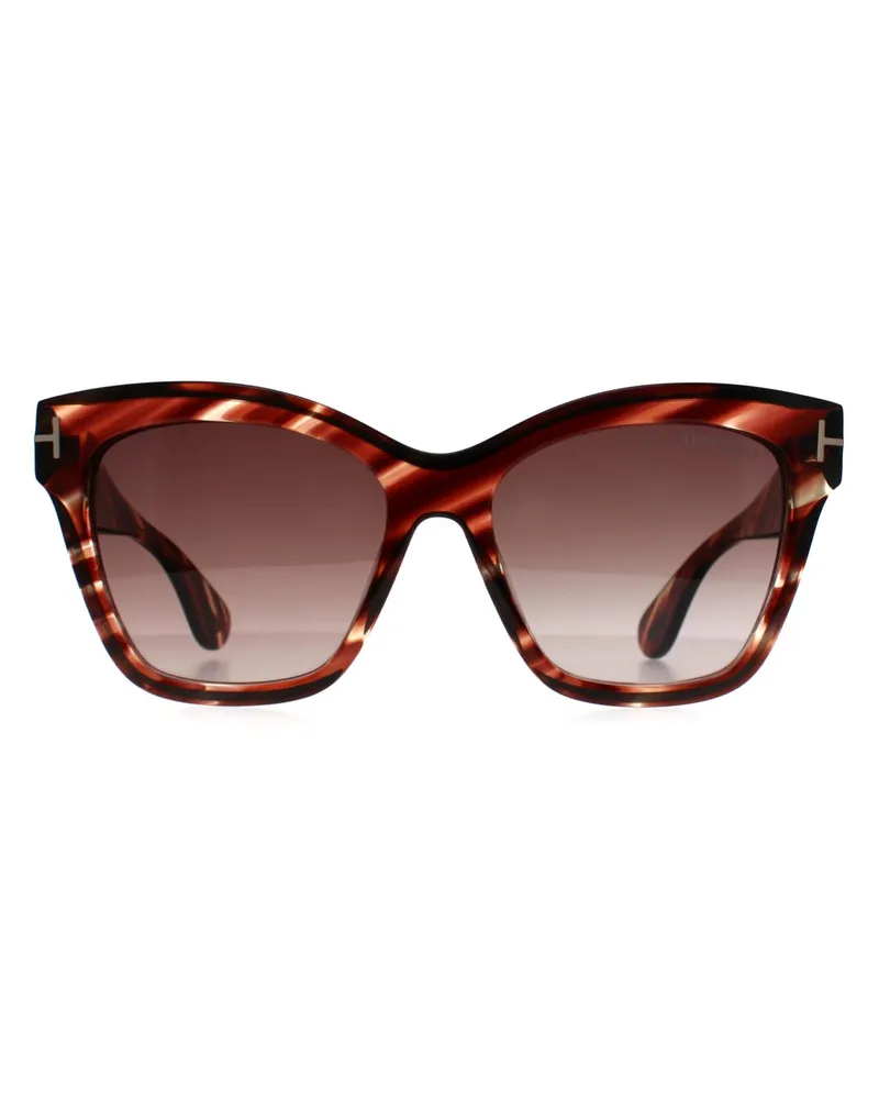 Tom Ford Elvira FT1217 55T farbige Sonnenbrille in Havanna-Bordeaux mit Farbverlauf Rot