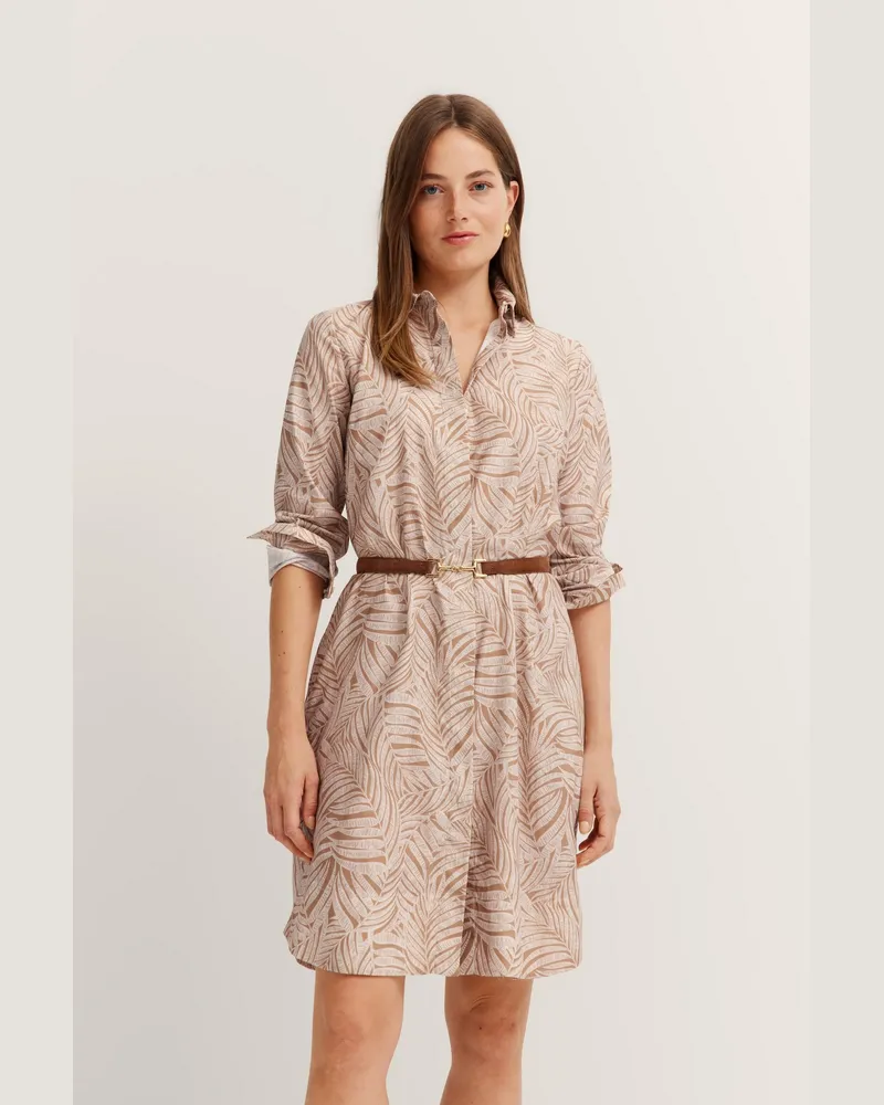 Bugatti Damen Hemdblusenkleid mit grafischem Print Beige