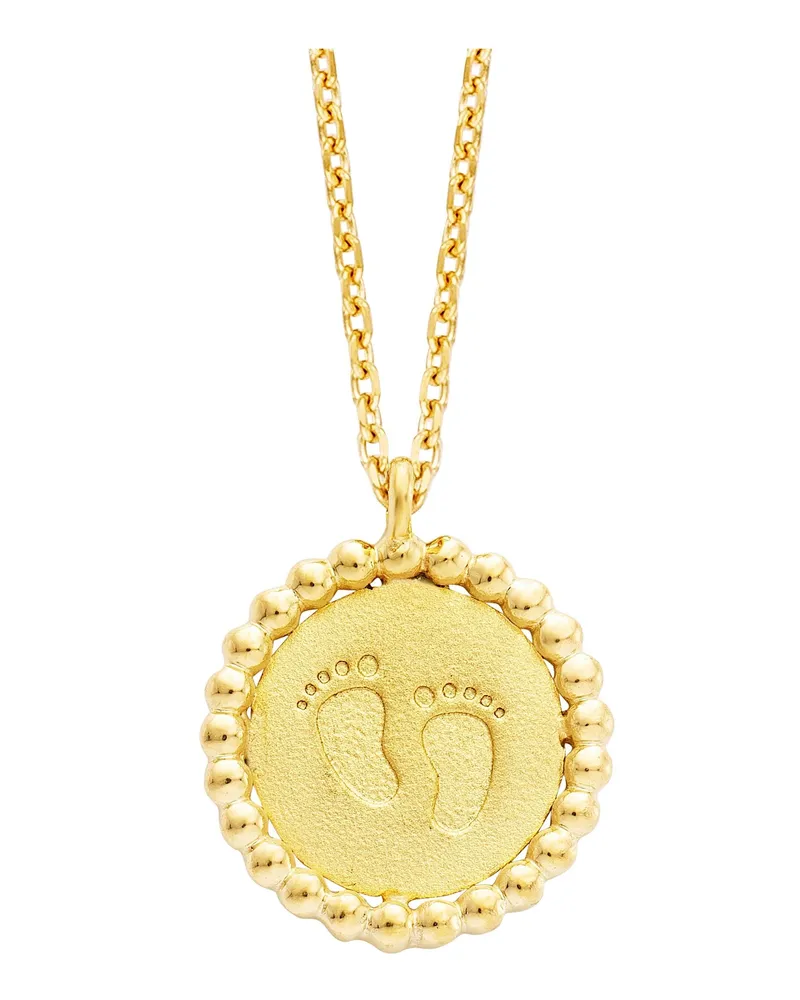 Julie Julsen Anhänger mit Kette 925 Silber vergoldet Baby Fußabdruck Gold