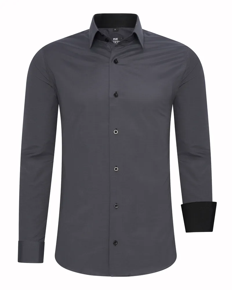 Rusty Neal Overhemd Slim Fit  Grau Grau