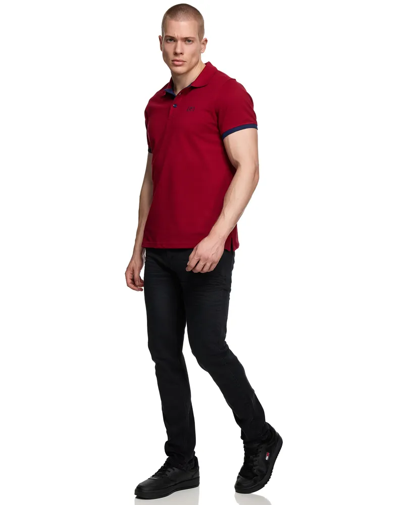 Rusty Neal Kontrast Polo Pique Shirt Regular Fit Bordeaux