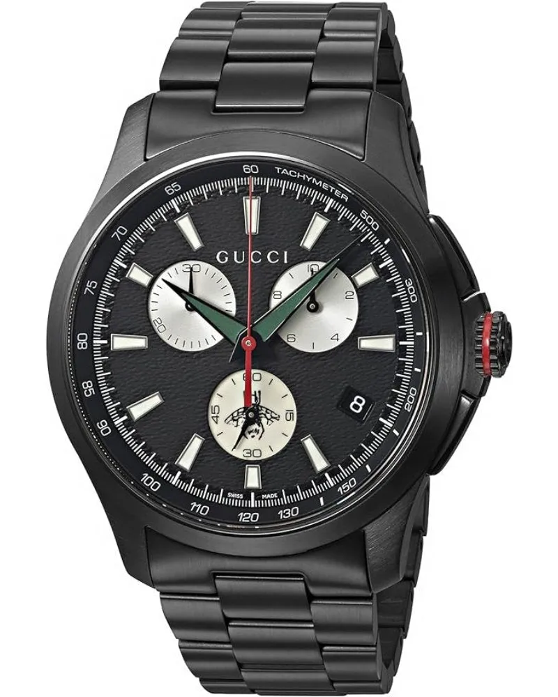 Gucci G-Timeless YA126268 Herrenuhr, Chronograph, schwarzes Edelstahlgehäuse - Schwarz Schwarz