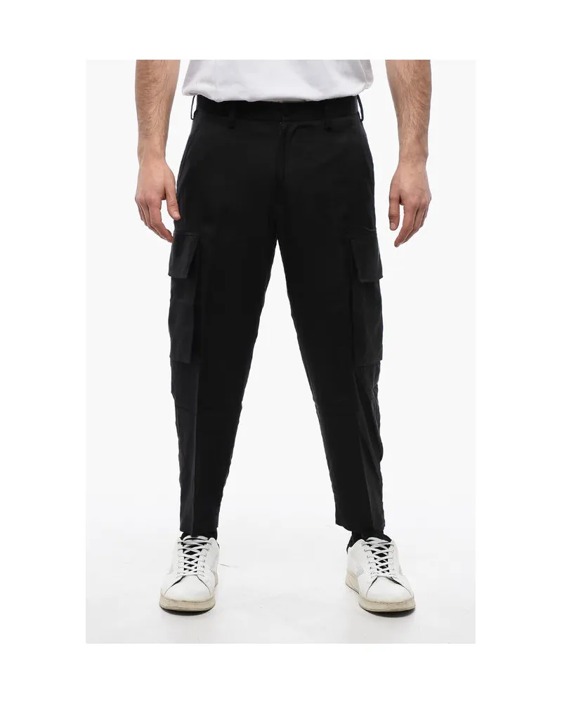 Neil Barrett FIREMAN Cargohose aus Seidenmischung in Schwarz Schwarz