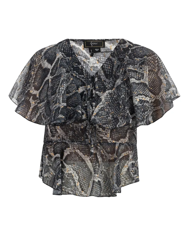 FAINA Bluse Damen schwarz schlange Schwarz