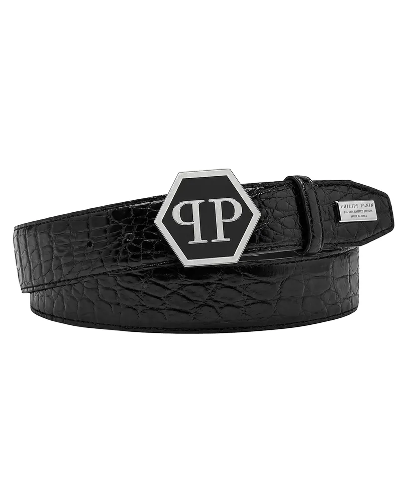Philipp Plein Gürtel Hexagon Schwarz