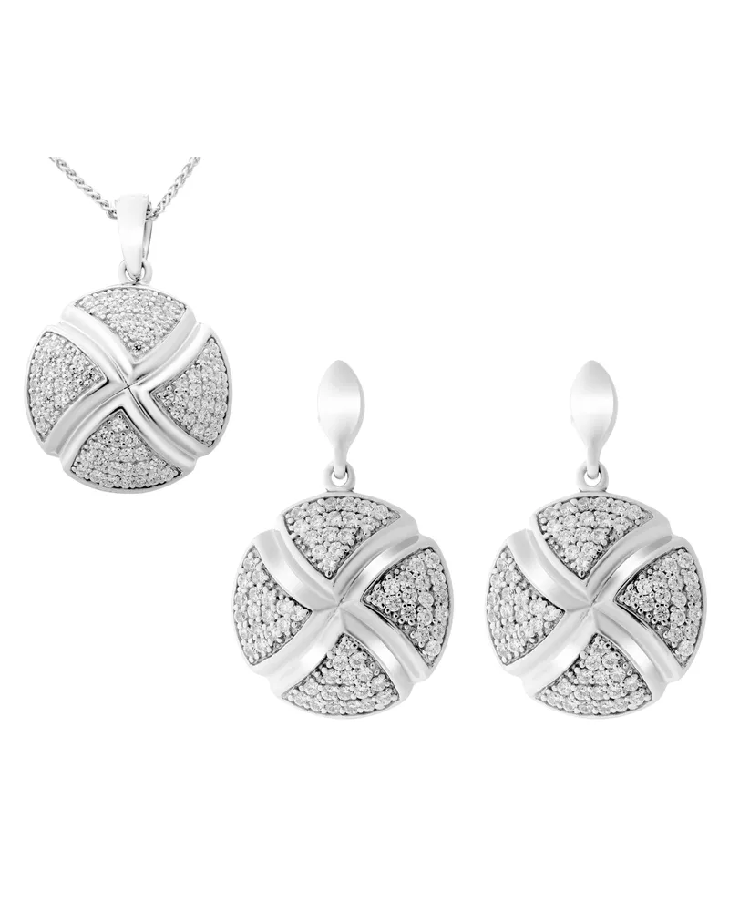 Orphelia Damen 925 Sterling Silber Set: Kettenanhänger + Ohrringe - Silber SET-6043 Silber