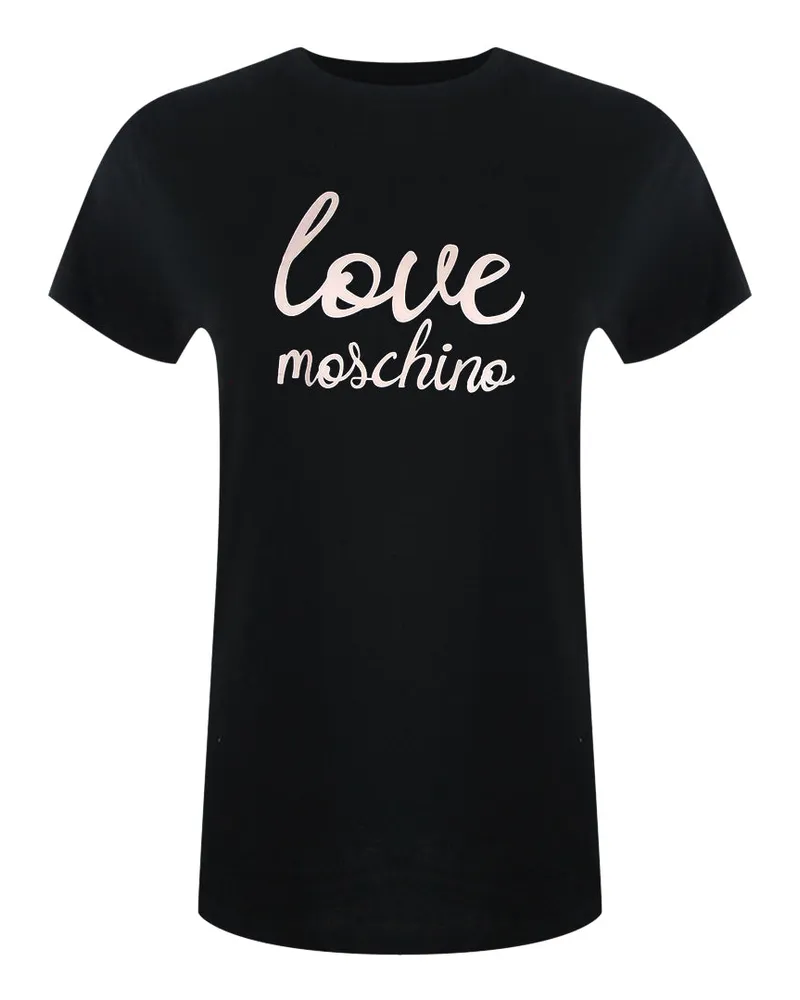 Moschino Schwarzes T-shirt Mit -logo In Schreibschrift Schwarz