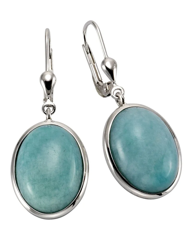 ZEEme Gemstones Ohrringe Silber 925 rhodiniert mit 2x Amazonit 16x12mm Silber