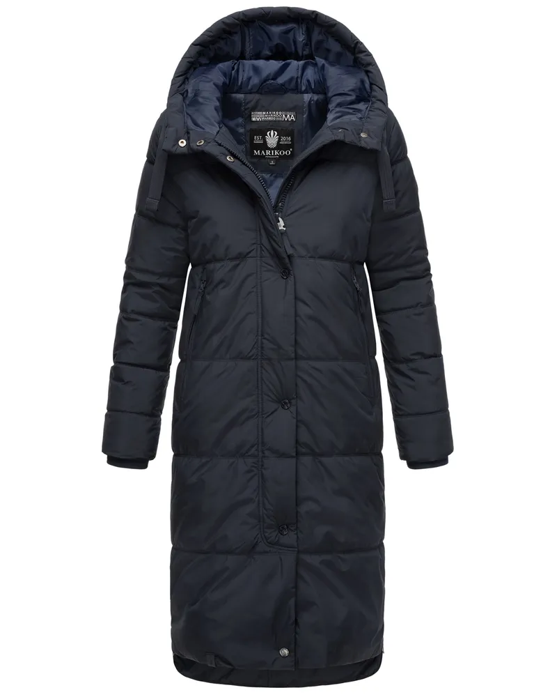 Marikoo Damen Winterjacke Soranaa – lang, warm & mit Kapuze Blau