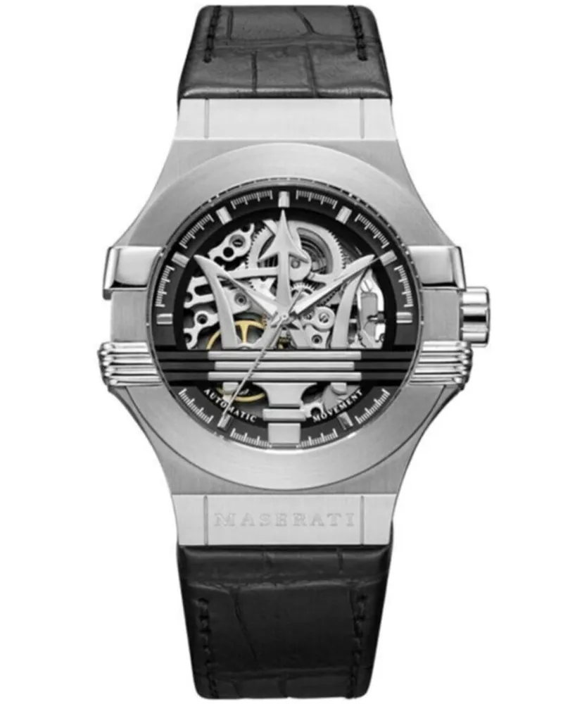 Maserati Potenza R8821108001 Automatische 42mm Schwarze Skelettzifferblatt Herrenuhr Schwarz