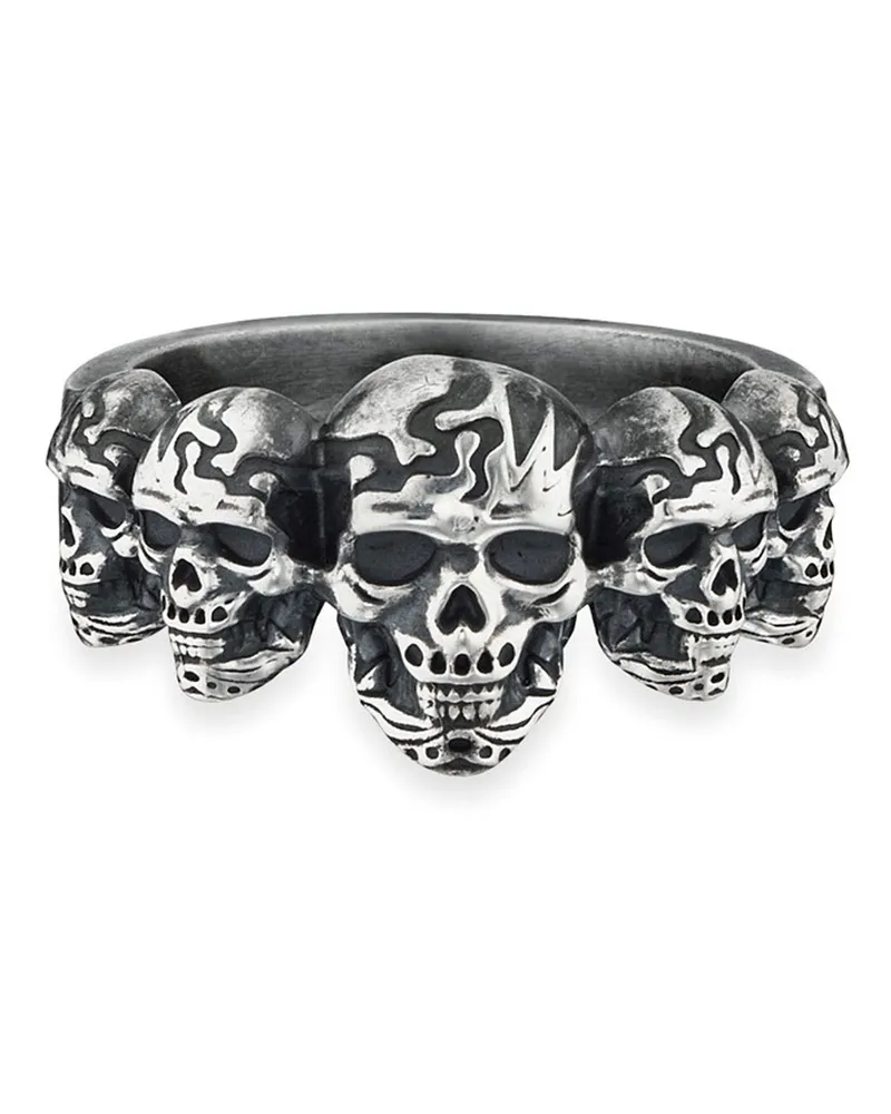 cai Ring 925/- Sterling Silber matt oxidiert Totenkopf Silber