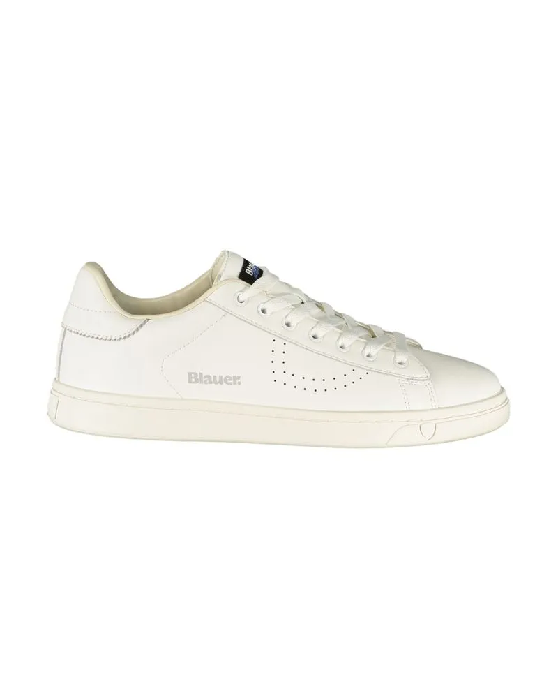 Blauer Weiße Polyurethan Herren Sneaker Weiß
