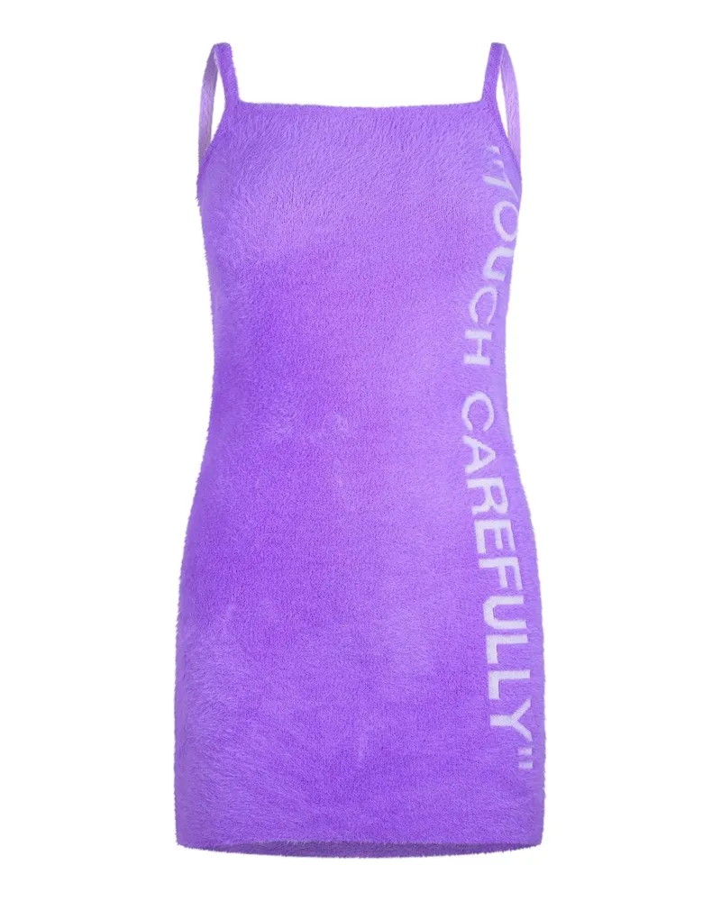 OFF-WHITE Off White - "Touch Carefully" Minikleid für Damen, Flauschiger Stoff (Veilchen/Weiß Violett