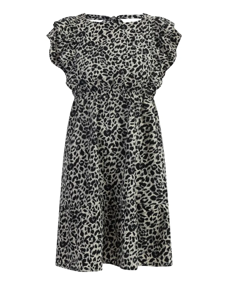 FAINA Midikleid mit Leoprint Damen Grau Leo Grau