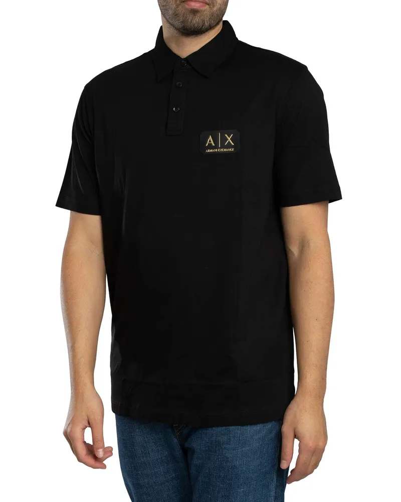 Armani Exchange Poloshirt Mit Box-Logo, Schwarz Schwarz